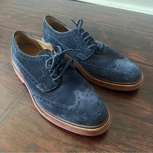 Cole Haan Men’s Blue Suede Wingtip Oxford Lace up Shoes 7.5 M - C22536